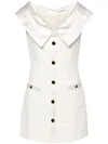 Alessandra Rich Front Buttoned Cady Minidress With Satin Details In White