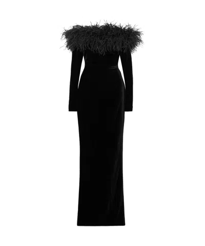 Alessandra Rich Off Shoulder Dress In Black