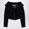 Alessandra Rich Single-breasted Off-shoulder Blazer In Black
