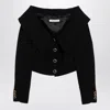 Alessandra Rich Single-breasted Off-shoulder Blazer In Black