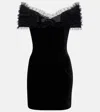 Alessandra Rich Velvet Off-shoulder Mini Dress In Black