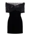 Alessandra Rich Velvet Off-shoulder Mini Dress In Black