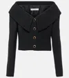 Alessandra Rich Off-shoulder Wool Cardigan In Black