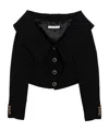 Alessandra Rich Single-breasted Off-shoulder Blazer In Black