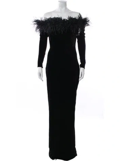 Pre-owned Alessandra Rich Off-the-shoulder Long Dress In Black