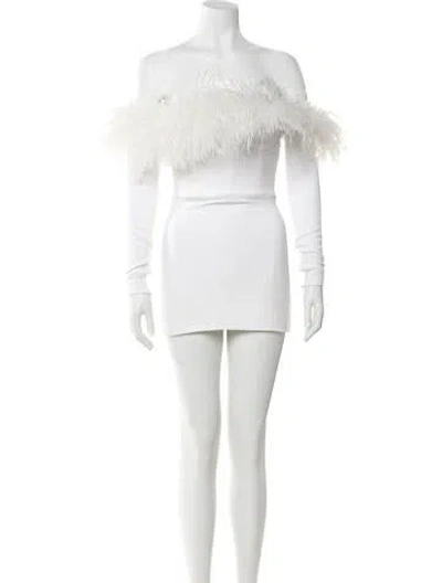 Pre-owned Alessandra Rich Off-the-shoulder Mini Dress In White