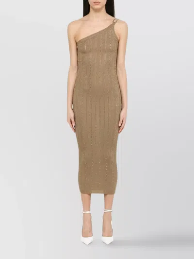 ALESSANDRA RICH ONE SHOULDER DRESS RHINESTONES