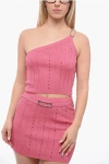 Alessandra Rich One-shoulder Lurex Crop Top With Crystals