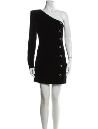 Pre-owned Alessandra Rich One-shoulder Mini Dress In Black