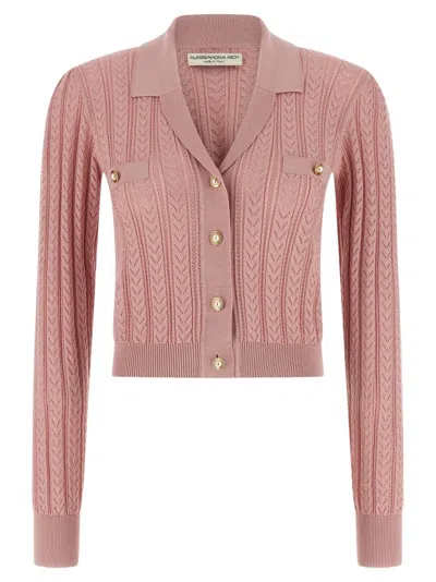ALESSANDRA RICH OPENWORK CASHMERE BLEND KNIT CARDIGAN