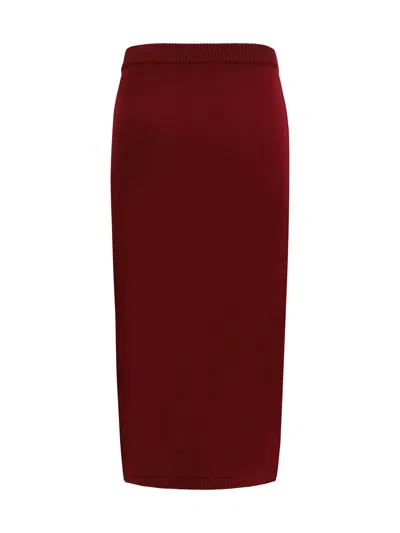 Alessandra Rich Openwork Merino Wool Knit Midi Skirt In Red