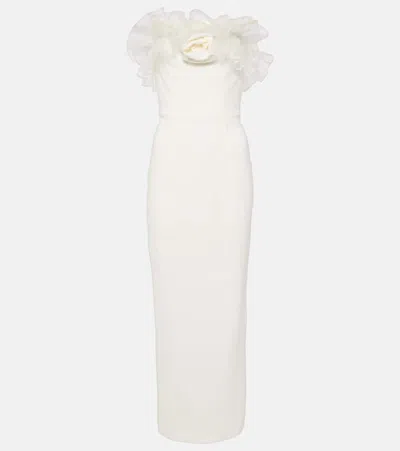 ALESSANDRA RICH ORGANZA-TRIMMED CADY BUSTIER GOWN