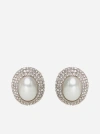 ALESSANDRA RICH OVAL CRYSTALS AND PEARL EARRINGS