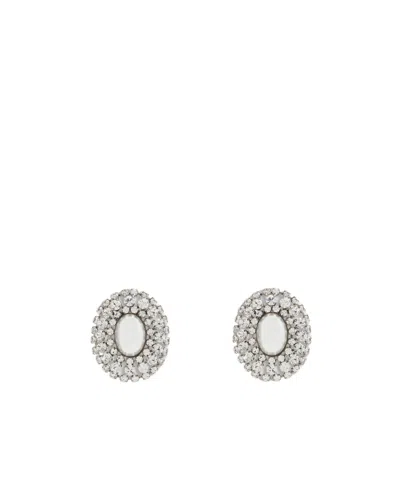 Alessandra Rich Oval Earrings In White