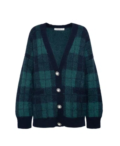 Alessandra Rich Oversized Check-knit Cardigan In Black