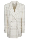 Alessandra Rich Oversized Tweed Jacket With Plaid Pattern In White