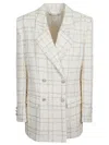 ALESSANDRA RICH OVERSIZED SEQUIN CHECKED TWEED JACKET