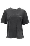 Alessandra Rich Oversized T Shirt With Print And Rhinestones In Grey