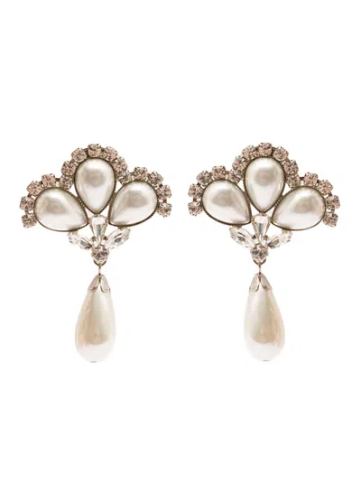 ALESSANDRA RICH PALE GOLD COLORED CLIP-ON CRYSTAL EARRINGS