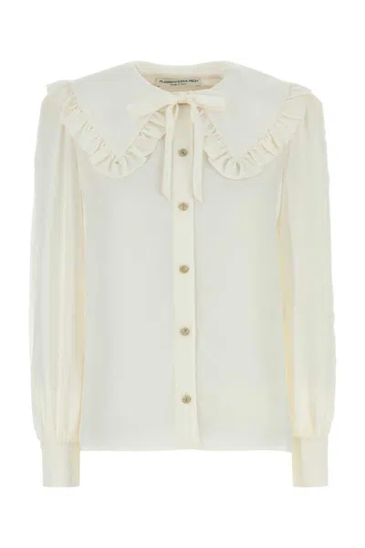 Alessandra Rich White Silk Poplin Shirt
