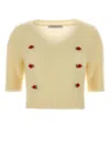 Alessandra Rich Women Short Sleeve Mohair Sweater In Yellow