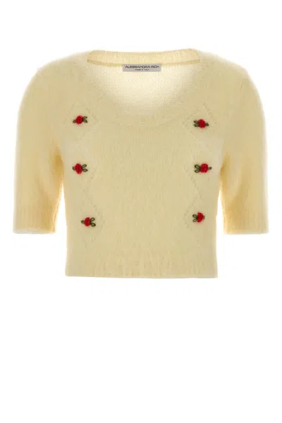 ALESSANDRA RICH MAGLIONE IN MISTO MOHAIR GIALLO PASTELLO DONNA