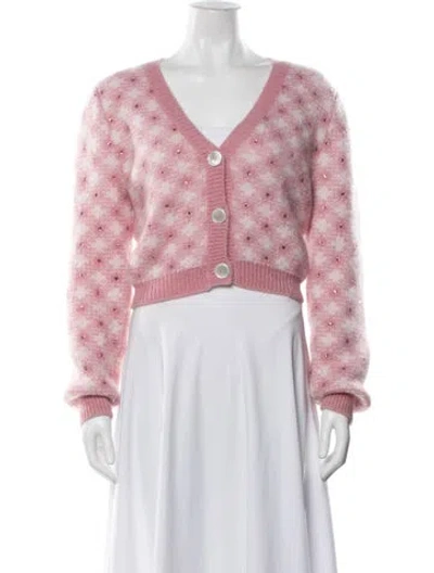 Pre-owned Alessandra Rich Patterned V-neck Sweater In Purple