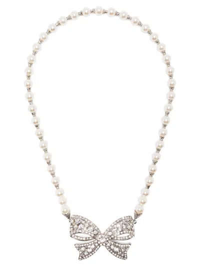 ALESSANDRA RICH PEARL BOW NECKLACE JEWELRY WHITE