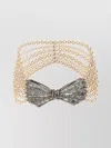 Alessandra Rich Pearl Chocker Featuring Bow Detail