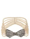 Alessandra Rich Pearl Chocker Featuring Bow Detail In Multicolor