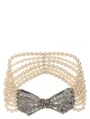 Alessandra Rich Pearl Chocker Featuring Bow Detail In Multicolor
