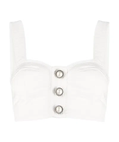 Alessandra Rich Pearl-embellished Cropped Cropped In White