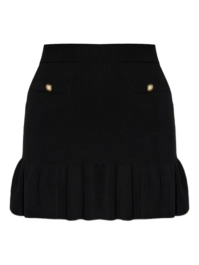 Alessandra Rich Pearl-embellished Ruffled Skirt In Black