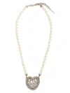 Alessandra Rich Collana Heart In Perle Bianche Donna In Metallic
