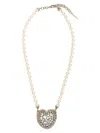 Alessandra Rich Collana Heart In Perle Bianche Donna In Metallic