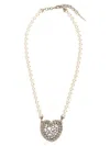 Alessandra Rich Pearl Heart Necklace In Metallic