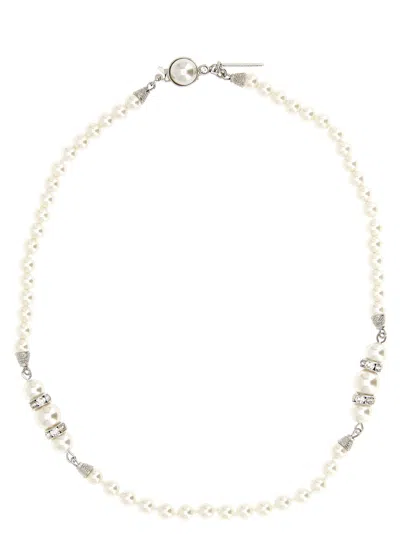 Alessandra Rich Pearl Necklace Jewelry White In Red