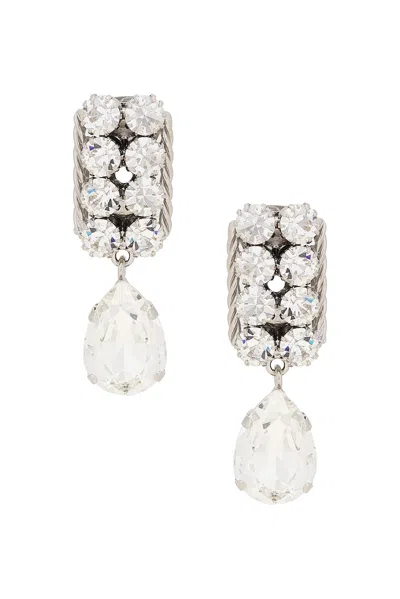Alessandra Rich Pendant Earrings In Crystal & Silver