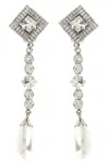 Alessandra Rich Mini Embellished Metal Earrings 10.5 Cm X 2.5 Cm In Silver