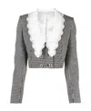 Alessandra Rich Peter Pan Collar Gingham Blazer In White