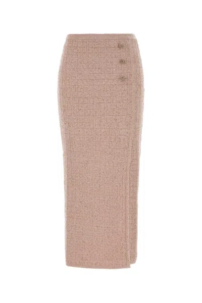 Alessandra Rich Pink Boucle Skirt In Brown