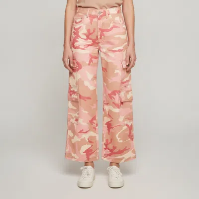 Pre-owned Alessandra Rich Pink Camouflage Denim High-rise Cargo Pants M