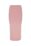 Alessandra Rich Cotton Blend Ribbed Midi Skirt With Elastic Waistband In Pink