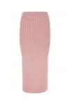Alessandra Rich Cotton Blend Ribbed Midi Skirt With Elastic Waistband In Pink