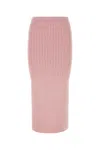 Alessandra Rich Cotton Blend Ribbed Midi Skirt With Elastic Waistband In Pink