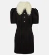 Alessandra Rich Pinstripe Collared Wool-blend Minidress In Black
