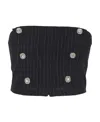 Alessandra Rich Pinstripe Strapless Bandeau Top - Women's - Virgin Wool/polyester/polyamide/viscosepolyamidespandex/ In Black