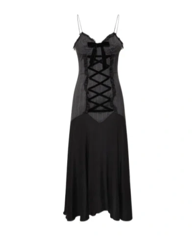 Alessandra Rich Pinstripe Dress In Black