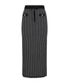 Alessandra Rich Pinstripe Knitted Midi Skirt In Black