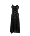 Alessandra Rich Pinstripe Lace-up Midi Dress In Black